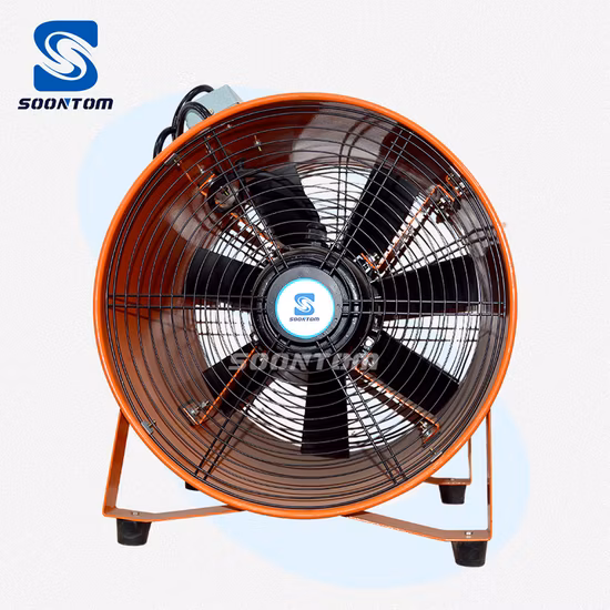 Ventilador de escape axial portátil industrial marino movible con empuje manual de 20 pulgadas